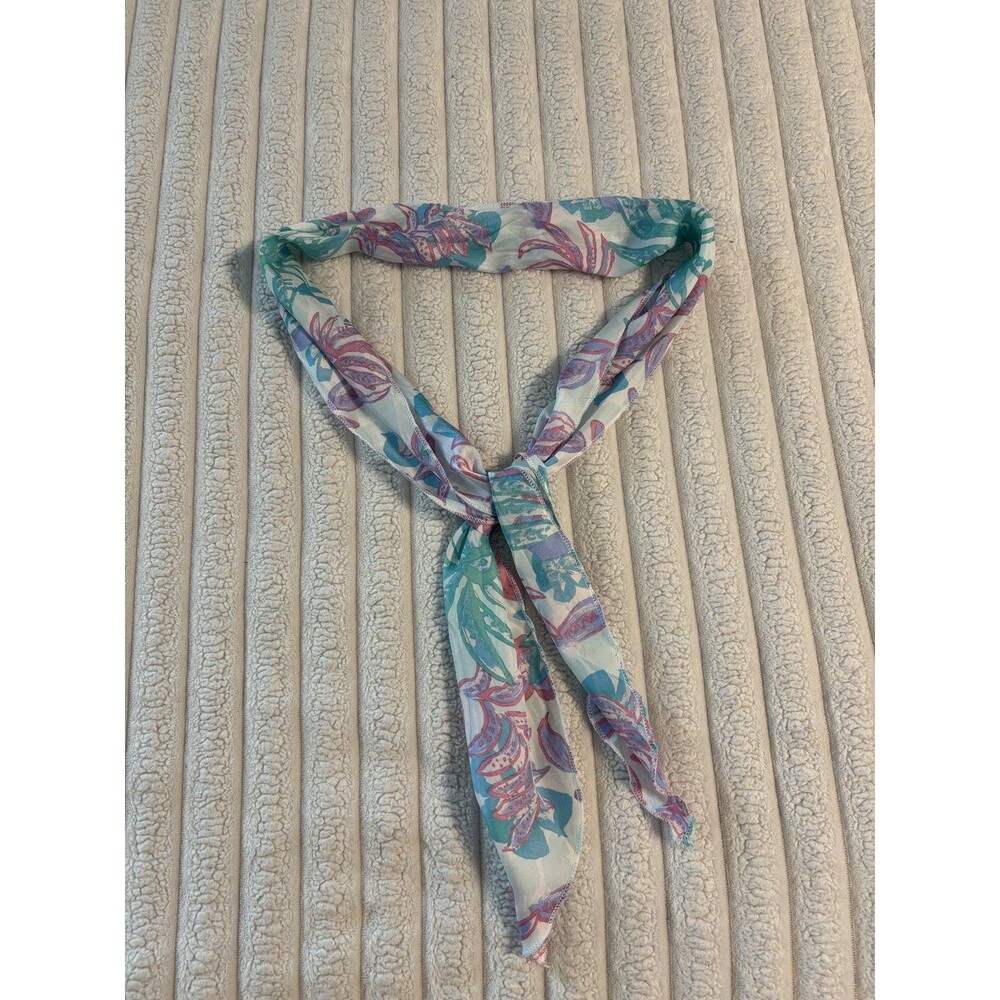 Vintage Hair Neck Tie Scarf pink blue floral work layering teaching retro boho